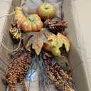 National Tree Company Artificial Fall Teardrop Wall Decoration, Decorated with Pumpkins, Berry Clusters, Maple Leaves, Branches, Autumn Collection, 18 in