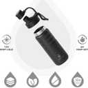 IDEUS Insulated Stainless Steel Water Bottle with 2 Leak-Proof Lids, Thermal Water Flask for Hiking Biking, 18oz, Black