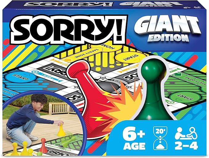 Giant Sorry Classic Family Board Game Indoor Outdoor Retro Party Activity Summer Toy with Oversized Gameboard, for Adults and Kids Ages 6 and up