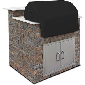 Covers & All Built-in Outdoor Grill Cover, Durable 12 Oz Waterproof Cover Max Material with Air Pocket & Elastic for Snug Fit (32" W x 26" D x 24" H Inches, Black)