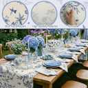 Hahafelt Blue Floral Summer Table Runner and Placemats Set of 7, 12" x 18" Blue and White Chinoiserie Place Mats 13" x 72" Flower Table Runner for Holiday Baby Shower Party Kitchen Dining Decoration