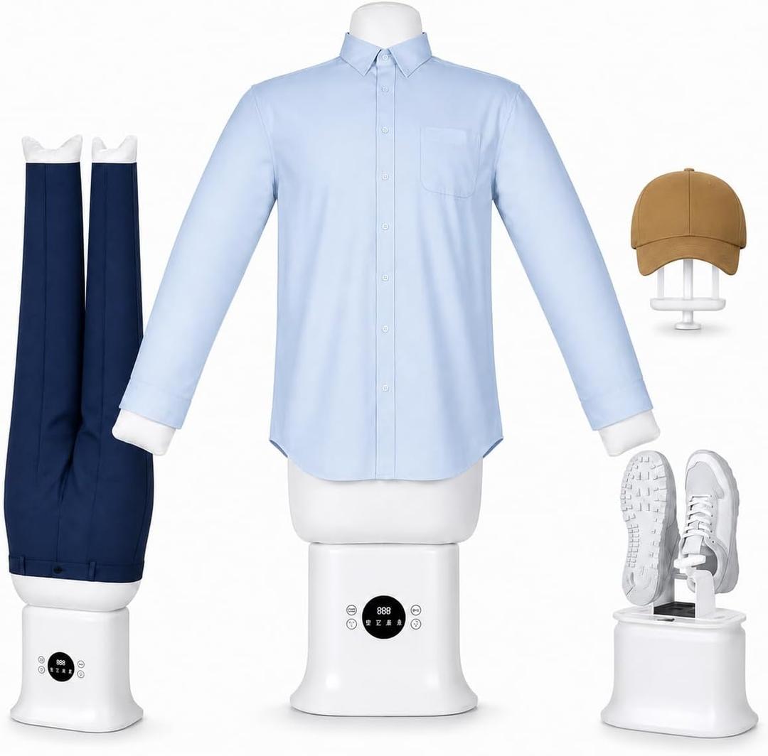 1250W Automatic Ironing Machine,Electric Hot Air Garment Dryer & Wrinkle Remover with Inflatable Mannequin Bag, Hands-Free Shirt & Pants Press, Portable Fast-Dry Iron for Home & Travel