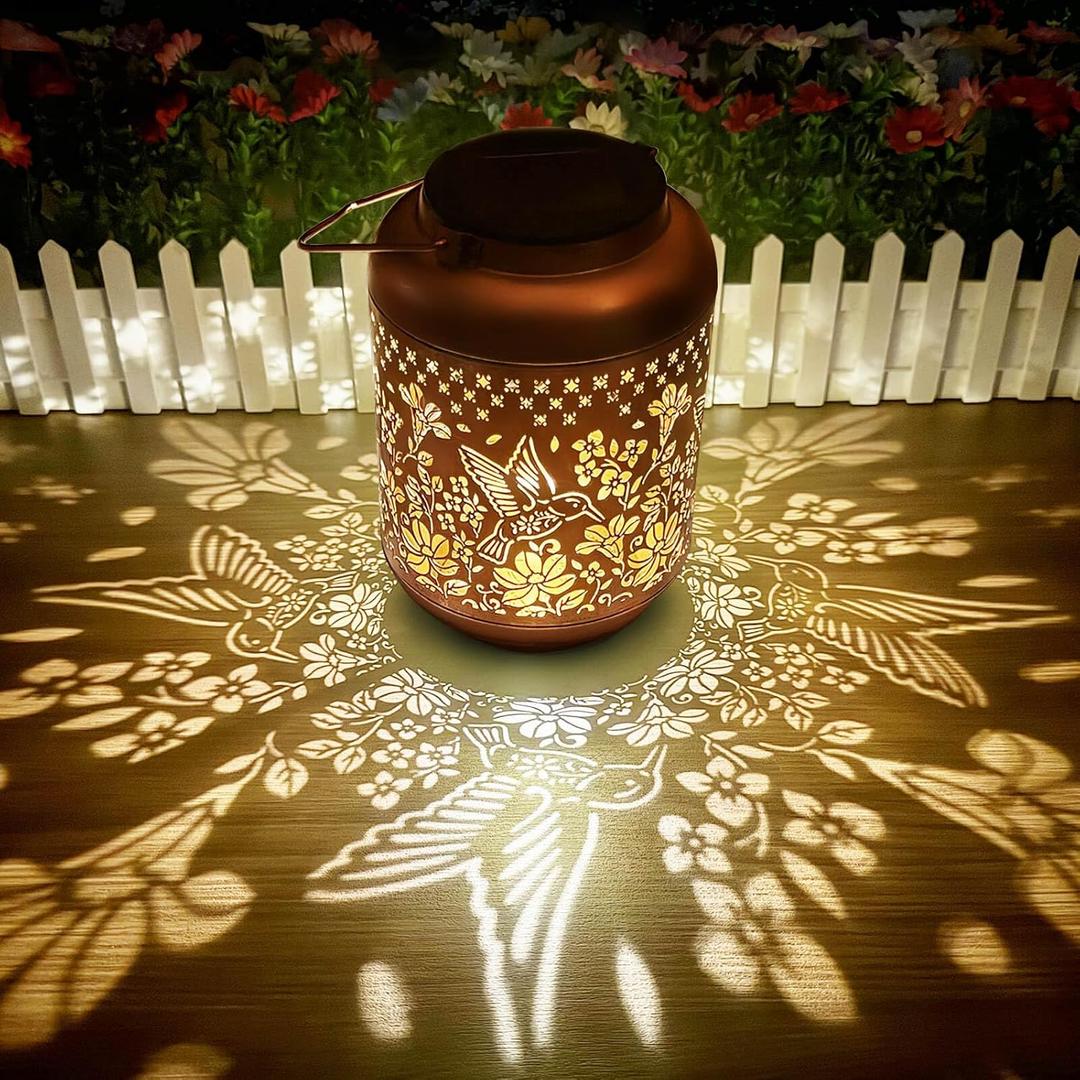 Solar Lanterns Outdoor Waterproof, Hummingbird Hanging Solar Lantern Garden Decor Birthday Gifts for Women Mom Grandma, Metal Solar Powered Lanterns Garden Decoration for Yard, Patio, Backyard, Porch