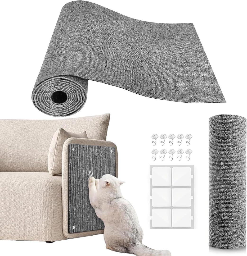 Cat Scratch Couch Furniture Protector, Adhesive Cat Scratch Pad Deterrent for Furniture, DIY Climbing Scratcher for Indoor Cats (Light Grey, 39.3x15.8 in) Cat Scratch Couch Furniture Protector, Adhesive Cat Scratch Pad Deterrent for Furniture, DIY Climbing Scratcher for Indoor Cats (Light Grey, 39.3x15.8 in)