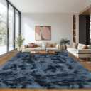 Area Rugs 9x12 Living Room, Ultra Soft Shaggy Fluffy Rug for Bedroom, Upgrade Non-Slip Fuzzy High Pile Plush Large Rugs for Nursery Boys Girls Kids Room Modern Indoor Home Decor, Tie-Dyed Blue Grey