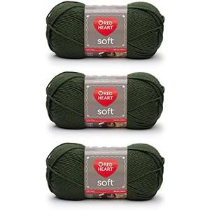 Red Heart Soft Dark Leaf Yarn - 3 Pack of 141g/5oz - Acrylic - 4 Medium (Worsted) - 256 Yards - Knitting/Crochet