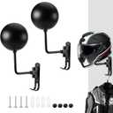 Motorcycle Helmet Rack 2 PCS, Helmet Holder Wall Mount 180 Degree Rotation Helmet Hanger with Double Hook for Coats, Caps, Hats, Motorcycle Accessories