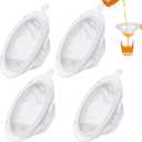 4 Pieces 200 Mesh Filter 5 Inch Food Filter Strainer Nylon Sieve Fine Mesh Plastic Reusable Strainer for Filtering Yogurt Juice Milk Honey Kitchen Whey Grease Coffee Funnels