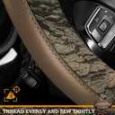 Mossy Oak Camo Steering Wheel Cover, Durable Grip Car Steering Cover, Universal Fit 14.5"15.5" - Made with Premium Beige PVC Leather and Cotton Fabric, Anti-Slip - Official Licensed Product