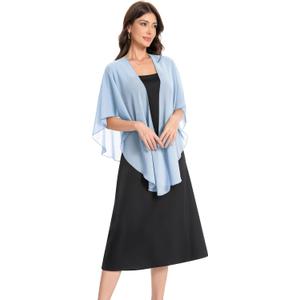 Shawls and Wraps for Evening Dresses Sheer Chiffon Women Elegant Soft Silky Scarf Scarve Wedding Bridal Stole (Blue)