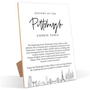 Pittsburgh Cookies Table Sign, Dessert Table Sign, Minimalist White Wood Decor, Wedding Accessories for Reception, Party Supplies And Decorations for Bridal Shower Activities, Bachelorette Party,4