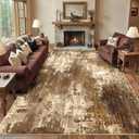 RELEANY Washable Area Rugs 5'x7' Non-Slip Modern Abstract Soft for Living Room Entryway Bedroom Nursery, Print Pattern, Brown Tan Beige Coffee
