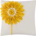 JWH Decorative Flower Throw Pillow Covers 3D Sunflower Pillow Case Velvet Cushion Floral Pillowcase for Bed Living Room Couch Chair 18x18 Inches Yellow Creamy White