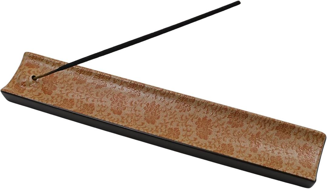 Incense Holder for Sticks, Ceramic Incense Burner with Ash Catcher, Aesthetic Decor for Home, Room & Office, Unique Gifts for Housewarming Yoga, Meditation & Spa (Orange)