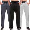 Mens Sweatpants with Zipper Pockets Open Bottom Athletic Pants for Workout,Running,Training,Jogging,Gym (Small, 3 Pack 01 Black/Dark Grey/Light Grey)