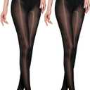 Shiny Oil Pantyhose Footed - 2 Pack Ultra Shiny Sheer Tights High Waist, Shimmery Stocking for Women (Large-X-Large)