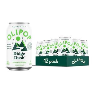 OLIPOP Prebiotic Soda Pop, Ridge Rush, Pantry Pack Packed with Prebiotics, Fiber, and Botanicals, Gluten Free, Vegan, GMO Free, 12oz (12-Cans)