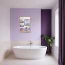 BJYCHG Purple Bathroom Canvas Wall Art Rustic Bathroom Picture Prints Farmhouse Flowers Bottles Painting Purple Wall Decor for Toilet Restroom Framed (Lavender, 24L x 16W)