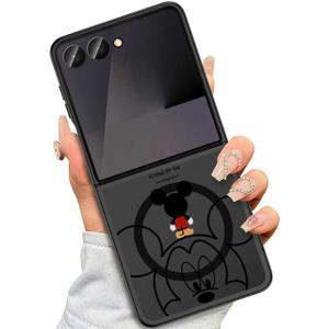 Threehundred for Samsung Galaxy Z Flip 7 Case Magnetic [Compatible with MagSafe], Cute Aesthetic Design Translucent Matte Military Grade Protection Hard Rugged Phone Case for Girls Women - Black