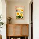 Sunflower Sunset Canvas Wall Art Framed Warm Sunshine Flower Poster Decor, Size: 24"L x 16"W