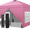 GDY 10x10FT Pop-Up Canopy Tent — with 4-Side Walls & Vented Top, Portable Outdoor Event Tent for Garden, Poolside, Parks, Parties,Camping, Pink.