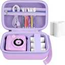 PAIYULE Kids Instant Print Camera Case for ESOXOFFORE Digital Video Cameras with 3 Rolls Paper Refill, Toddler Film Camera Storage Holder Bag with Mesh Pocket for Thermal Paper (Box Only)- Purple