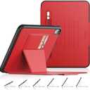 SEYMAC stock Case for iPad (A16) 11th/10th Generation 11''/10.9'', Strong Magnetic Auto Sleep Shockproof Case with Absorbing Multi-Angles Stand, Pen Holder, Card Slot (Red)