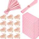 Peryiter 24 Pcs Valentines Day Heart Napkin Rings with Pink Cloth Napkins Rose Gold Holders for Valentines Dinner Table Decorations Birthday Holiday Wedding Anniversary Party Table Decoration