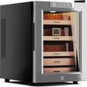 Woodronic Electric Humidor for 250 Cigars, 33L Cabinet with Temperature Control, Spanish Cedar Lined Drawers, Digital Hygrometer, Crystal Gel Humidifiers & Humidor Solution, Gift for Men (250 Count (Pack of 1), Stainless)