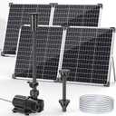 POPOSOAP 120W Solar Water Fountain Pump, 1600GPH Adjustable Flow & Dry-Run Protection Pond Pump, Dual Solar Panels, 3 Spray Nozzles, Solar Fountain Pump Kit for Outdoor Ponds, Water Garden P1200