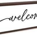 Welcome Wood Home Decor Signs, Welcome Simplicity Wood Plaque, Home Tabletop Desk Decorative Sign, Rustic Farmhouse Shelf Decor Sign, Hanging Decorative Wooden Plaque 9.5x3.1 Inches(A60)