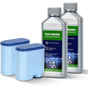 Aquaclean Water Filter Compatible with Philips AquaClean(2 Pack),Universal Liquid Descaler(250MLx 2) For Fully Automatic Coffee Machines