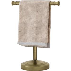 RUMOSE 13 Inch Antique Brass Towel Bar Stand Hand Holder Bathroom Kitchen Vanity Countertop T-Shape Towel Rack Free Standing Stainless Steel