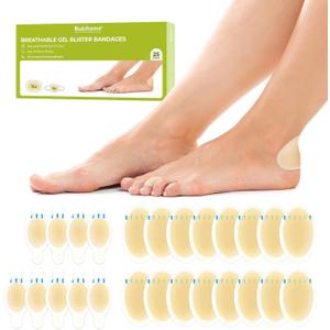 Bukihome Hydrocolloid Gel Blister Bandages - 25ct - Adhesive Blisters Bandages - Waterproof Blister Pads for Heel, Feet, Toe, Fingers - Gel Blister Prevention for Travel,Hiking (Variety Pack)