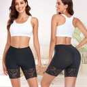 Slip Shorts for Under Dresses Women Anti Chafing Underwear Seamless Boyshorts Panties Lace Under Shorts (Black, L)