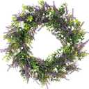 Lavender Wreaths for Front Door Decor, 20" Artificial Babysbreath Boxwood Wreath Decorations for Spring Summer Home Door Window Outside Wall Indoor Outdoor Porch and Birthday Wedding Party