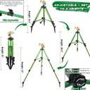 Triumpeek Impact Sprinkler on Tripod Base with Stakes, 360 Degree Large Area Coverage Irrigator with Extension Legs, Adjustable Brass Sprinkler Head Nozzle and 3/4" NH Inlet Hose Connection (1)