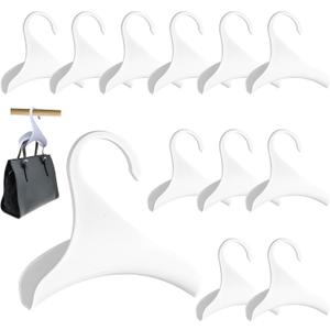 12 Pcs White Purse Hangers for Closet, Handbag Hangers for Closet, Bag Hanger, Handbag Organizer Hooks, Bag Organizer Hanging Hooks for Backpacks Satchels Tote Bag Home Storage (White)