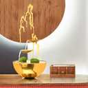 Indoor Tabletop Fountain,Home Dcor Soothing Sound Machine with Automatic Pump with Moss Rocks,Golden Zen Natural Mountain Feature for Office,Living Room,or Bedroom Relaxation