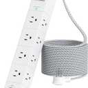 One Beat 10 ft Extension Cord,Power Strip Surge Protector 8 Widely AC Outlets 3 USB,Flat Plug,Desktop Charging Station with Overload Protection,Wall Mount for Home,Office,Travel,Computer ETL Listed (White)