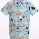 AWIBMK Daddy and Me Matching Outfits Father and Son Matching Shirts Family Photoshoot Men Boys Summer Tops Homewear (Blue, XL)