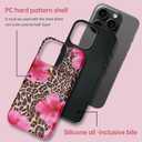Compatible with iPhone 17 Pro Max Case, Cute Leopard Pink Hibiscus Tropical Floral Pattern Phone Case with HD Screen Protector