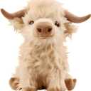 OROZCOR Microwavable Highland Cow Stuffed Animal, Weighted Highland Cow Plush Toys, Cute Weighted Stuffed Animals Gifts for Adult Kids Girls Boys (Microwavable White)