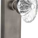 Nostalgic Warehouse 712070, Privacy-2.375", Antique Pewter New York Plate with Oval Fluted Crystal Glass Knob