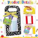 12PCS Back to School Gifts Cup Drink Carrier Holders with Greeting Cards Pencil Apple Composition Book Themed Back to School Portable Cup Sleeves For Teacher Appreciation Gifts Classroom Party Favors
