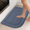 BEQHAUSE 30x18 Inch Kitchen Rug Mat Durable Kitchen Rugs Non-Slip Washable Absorbent Kitchen Mats for Floor Dirt-Resistant Semicircular Kitchen Mat (Blue)