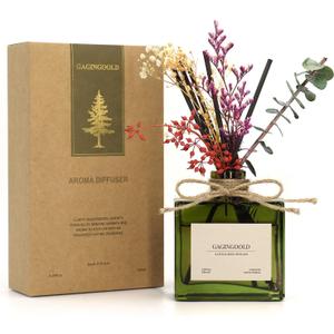 Reed Diffuser, 6.09 oz Sandalwood Scent Diffuser with Sticks & Dried Flowers, 120 Days Long Lasting Reed diffusers for Home, Elegant Fragrance for Bathroom Bedroom Office Decor, Air Fresh