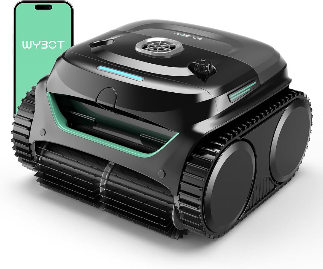 WYBOT C2 Cordless Robotic Pool Cleaner, Pool Vacuum for Inground Pools | Dual Filter with Ultra-fine Filtration, Lasts 180 Mins, Floor, Wall & Waterline Cleaning, App Control, Glossy Black