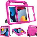 BMOUO Kids Case for iPad 9th/8th/7th Generation (iPad 10.2 Inch, 2021/2020/2019) with Built-in Screen Protector, Durable Shockproof Handle Stand iPad 9th 8th 7th Generation Case for Kids, Rose