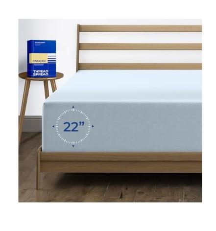 1000 Thread Count 100% Cotton Fitted Sheet, Light Blue California King 22" Fitted Sheet, Long - Staple Combed Pure Natural Cotton Sheet, Soft & Silky Sateen Weave